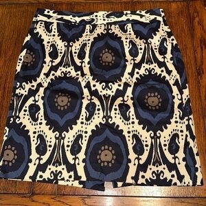 J. Crew blue and white paisley pattern skirt size 12